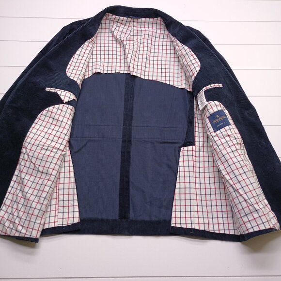 Brooks Brothers Navy Corduroy Blazer Regent Fit Elbow Patches Ivy Classic 46R - Picture 12 of 14